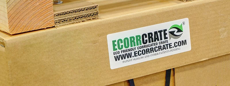 ecorrcrate eco-friendly corrugated crate on a wood pallet