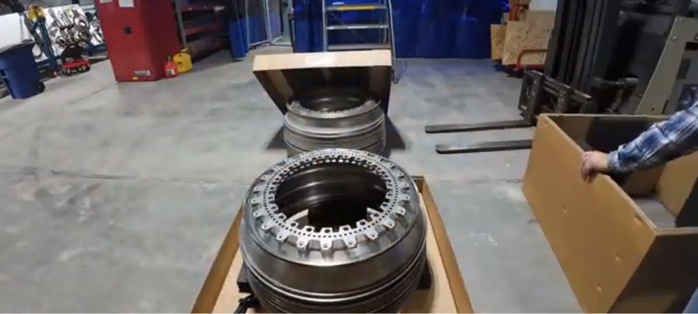 CFM56-7B Booster Spool being unloaded from an Ecorrcrate
